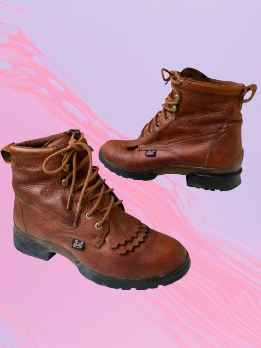 JUSTIN Roper Paddock Boots Western WATERPROOF STEEL TOE Kiltie Lacer Womens